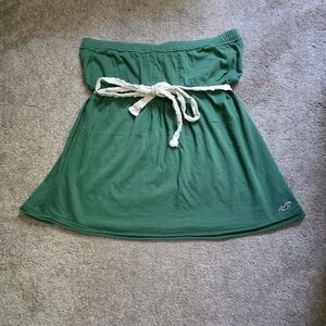 Hollister Green Strapless Shirt with White Rope Detail